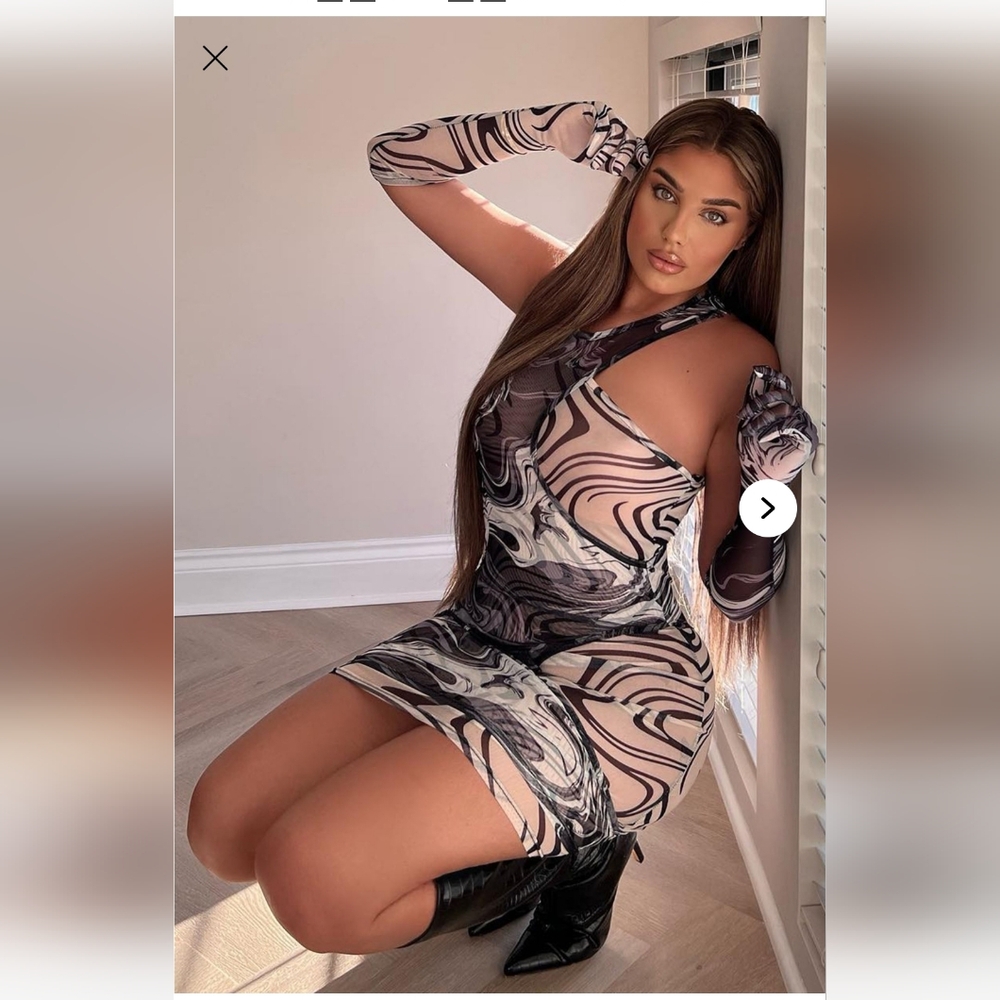 Elegant Mesh Swirl Pattern Dress